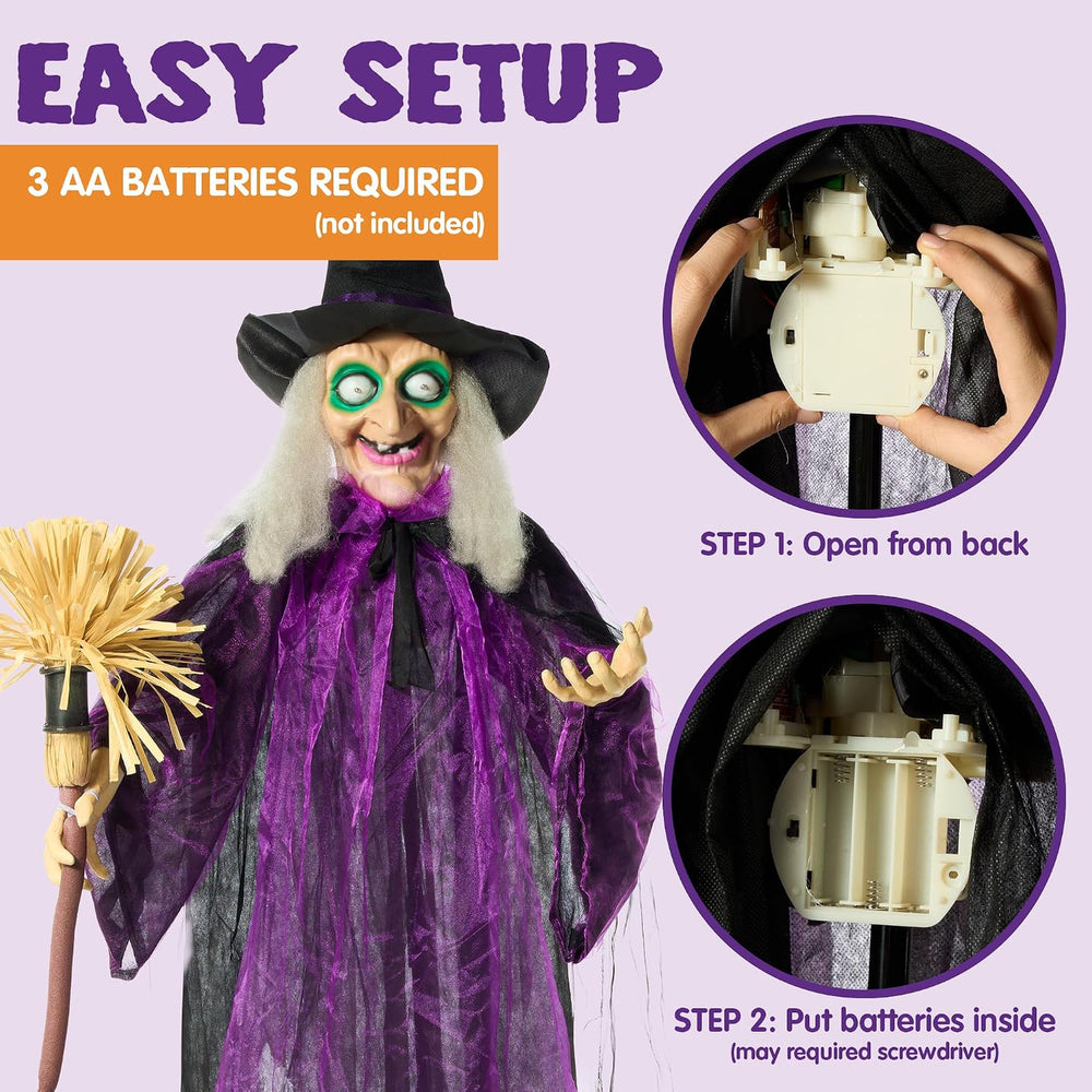 JOYIN Halloween Decorations Witch Life Size Animated with LED Eyes and Creepy...