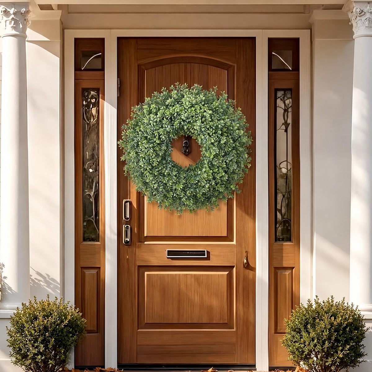 Waipfaru 26'' Fall Boxwood Wreath for Front Door Decor, Green