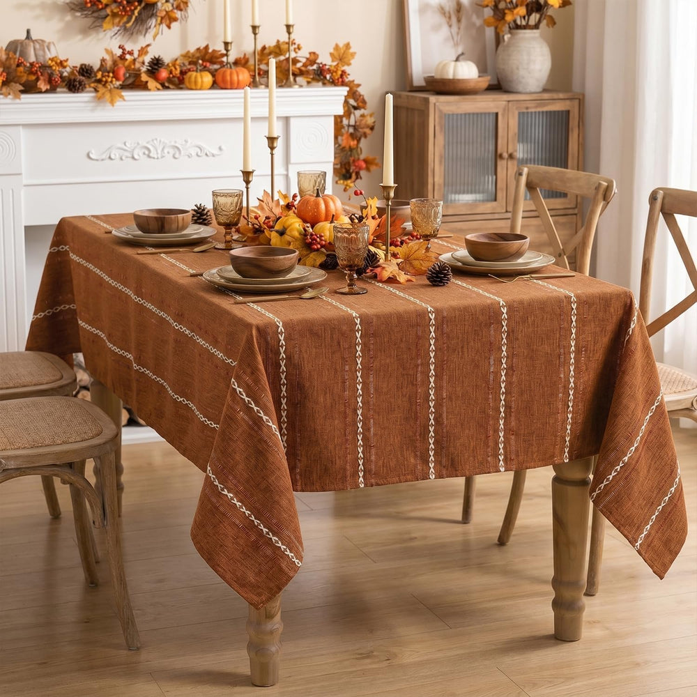 Horaldaily Fall Caramel Rectangular Tablecloth, 60×84 Inch, Rustic Style
