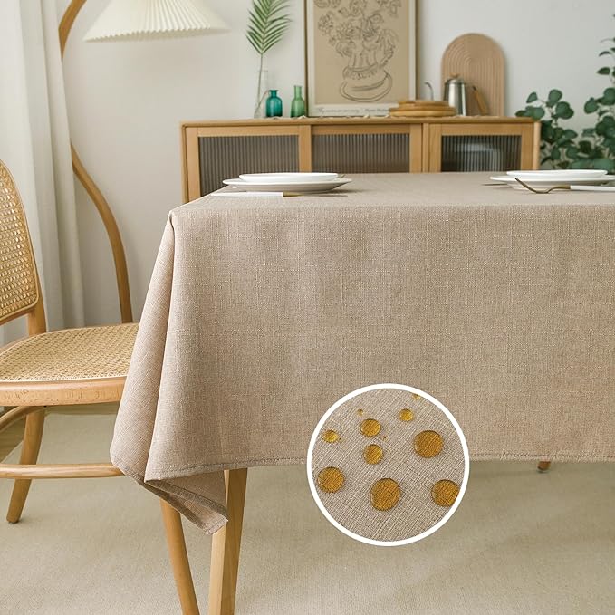 NLMUVW Linen Tablecloth Rectangle 90 Inch Burlap Rustic Textured Table Cloth Water Resistant Farmhouse Table Cover for Kitchen Dining Coffee, 54 x 90 Inch