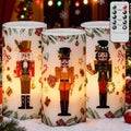 Christmas Nutcracker Flameless Pillar Candles with Remote Timer