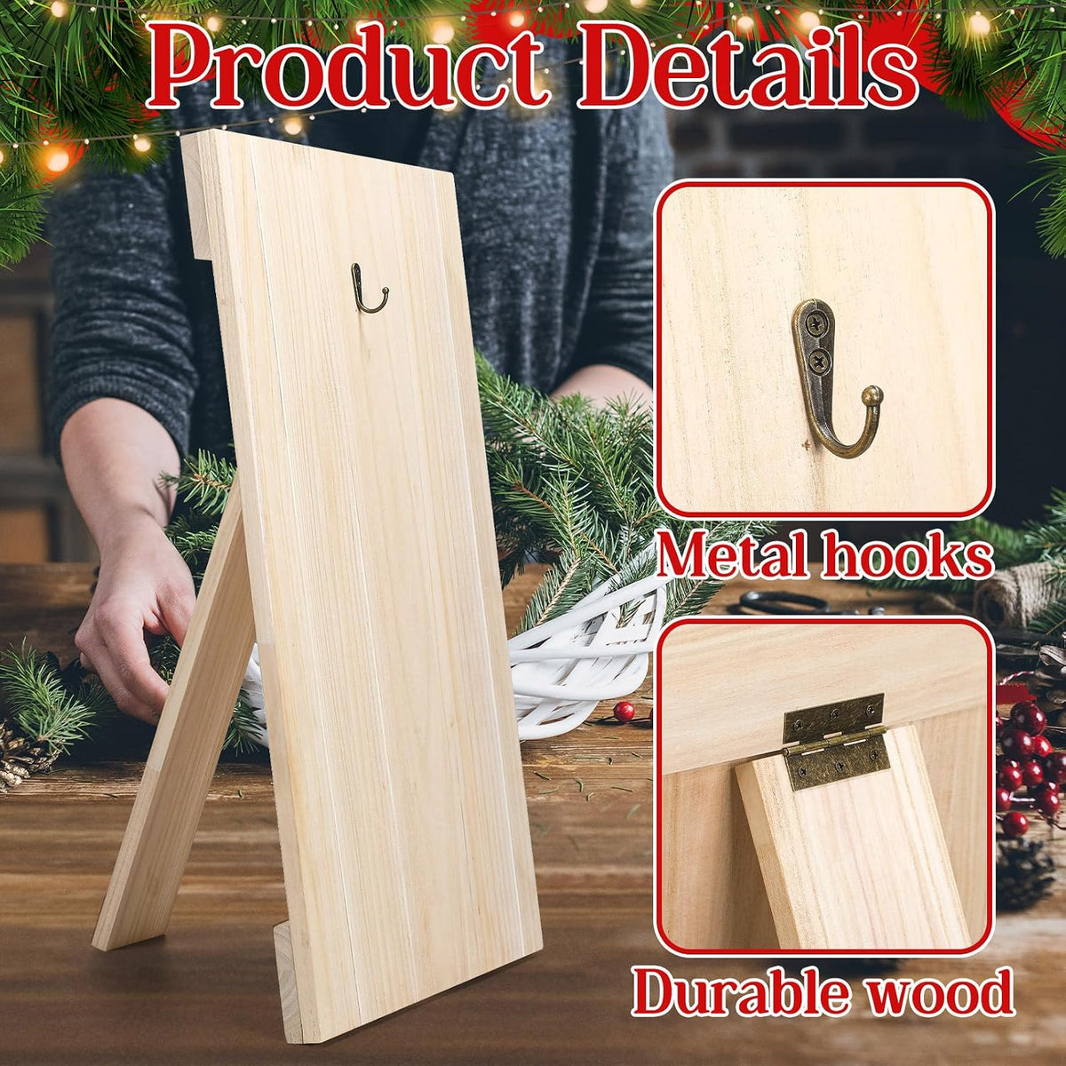 27 x 17'' Wood Wreath Easel Stand Holder Board for Making Wreaths Crafting