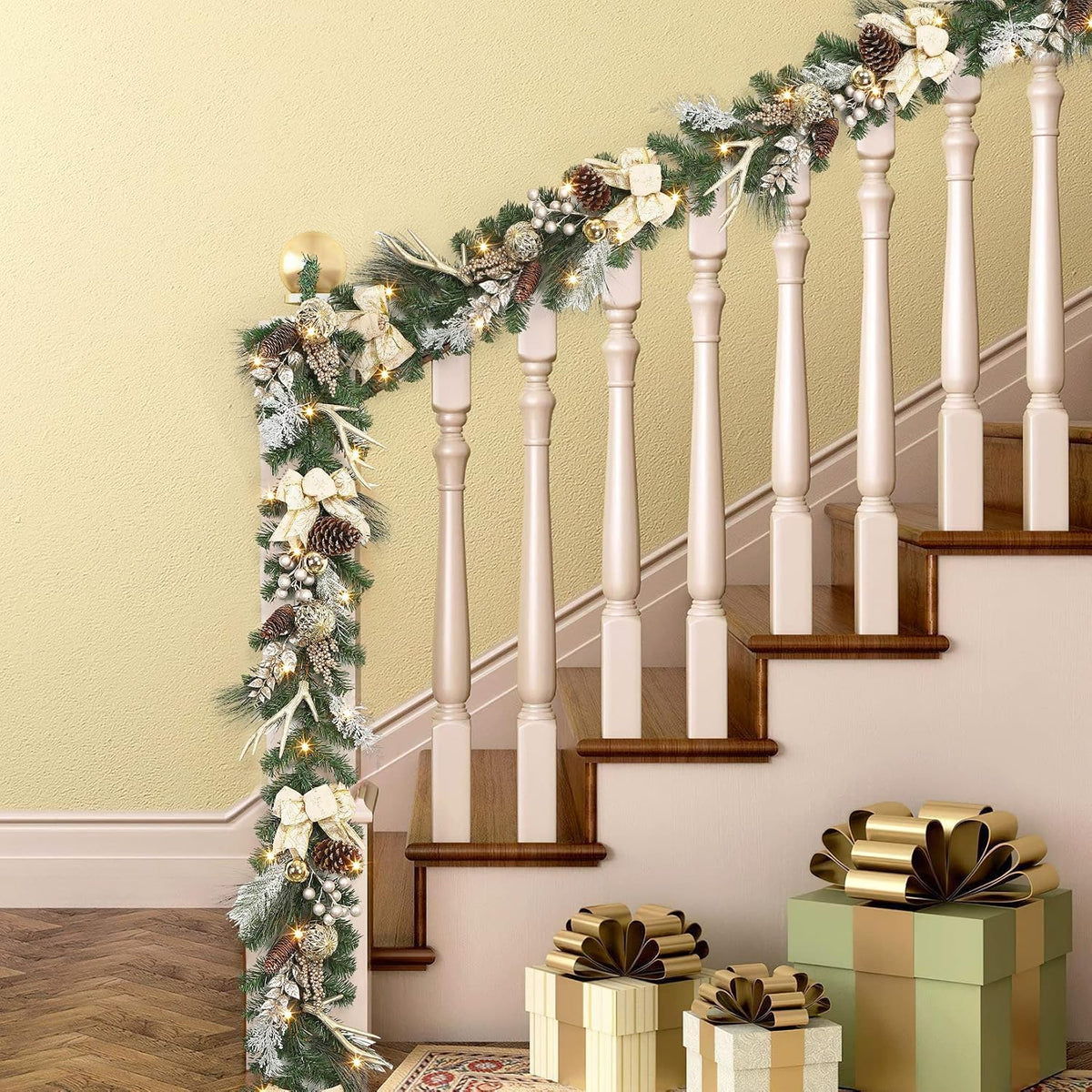 garvee 6 feet christmas garland with lights for on a desk or shelf