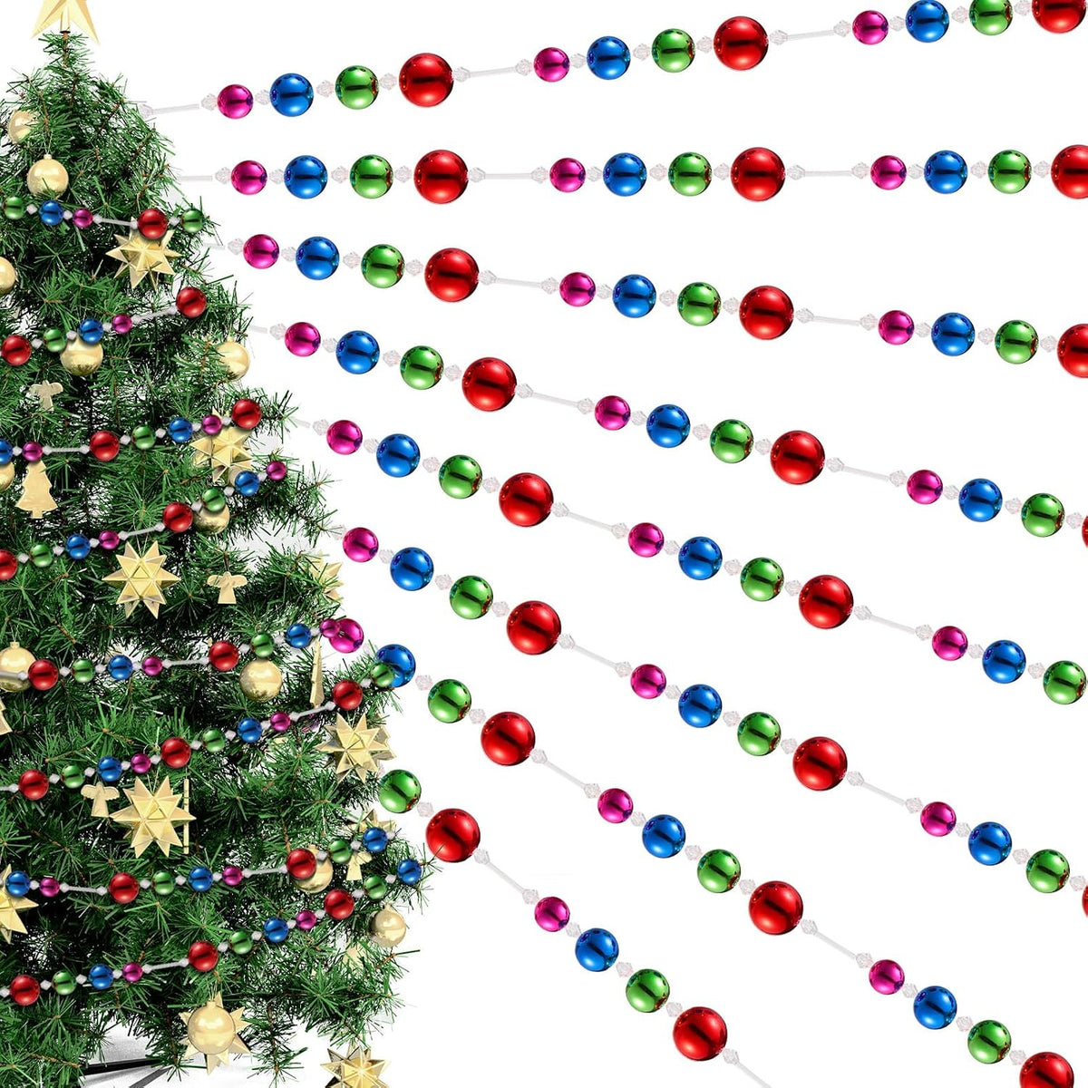 Jetec 15ft Christmas Tree Bead Garland Retro Bead Garland, Stylish Style
