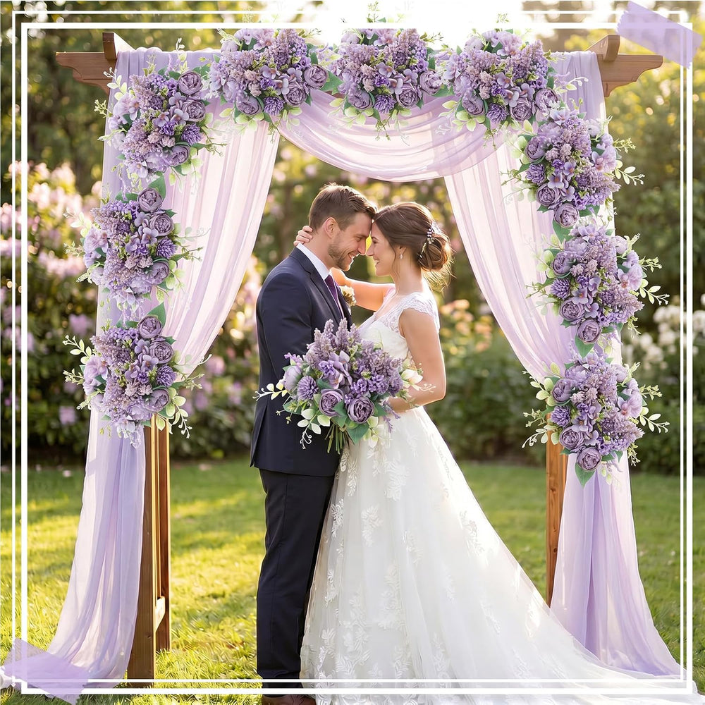 12 Pcs 13.4 Inch Artificial Flowers Bouquet,Peony,Purple