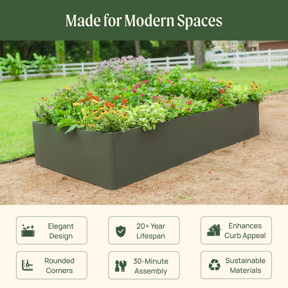 Vego garden Modern Raised Garden Bed, 17" Tall 4 x 8 ft Metal Raised Gar...