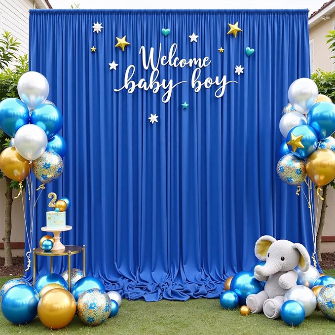 40ftx10ft Wrinkle Free Royal Blue Backdrop Curtains for Party Background, Silky Polyester 8 Panels Photo Backdrop Drapes Back Drop Cloth for Wedding Birthday Photography Baby Shower Decor