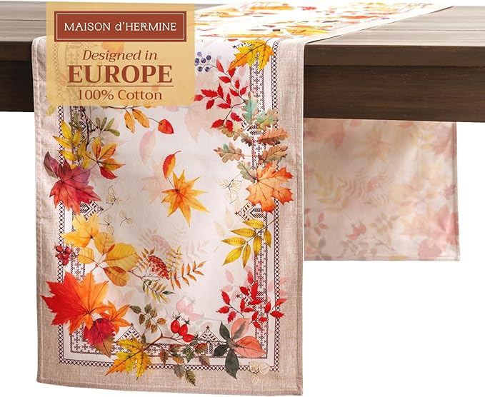 Maison d' Hermine Table Runner 100% Cotton Double Layer Table Runners 72 inches Long for Thanksgiving Christmas Decorations Home Kitchen Dining Party Wedding (Amarante, 14.5" x 72")