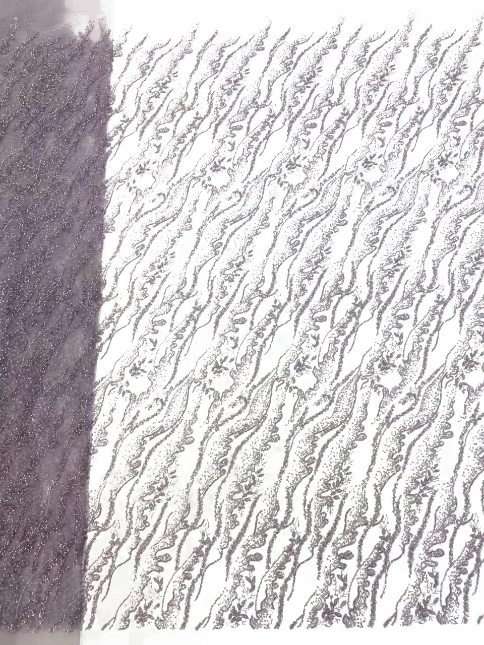 embroidered sequin african lace heavy craft beading glitter, side view