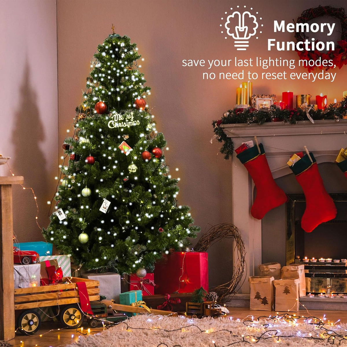bolweo christmas tree lights 592led 16 lines 8, side view