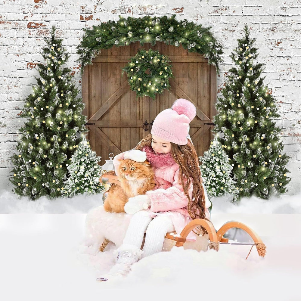 Mocsicka Christmas Wood House Photography Backdrop 12x10ft