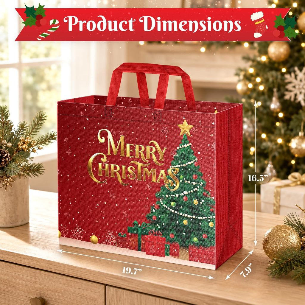 ranfashiong 10pcs extra large christmas gift tote bag shown in use
