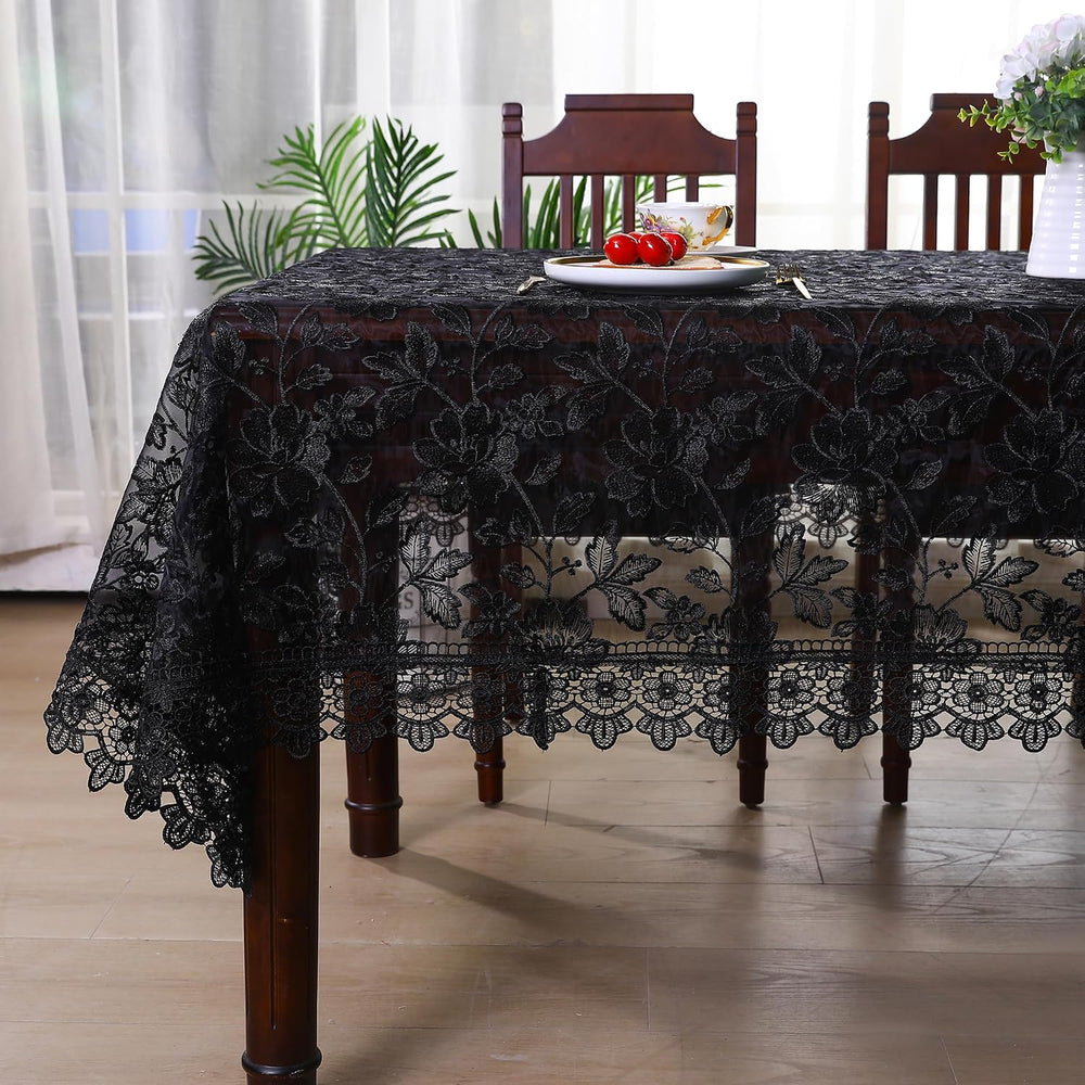 Black Table Cloth Rectangle Lace Tablecloth Farmhouse Picnic Table Cover