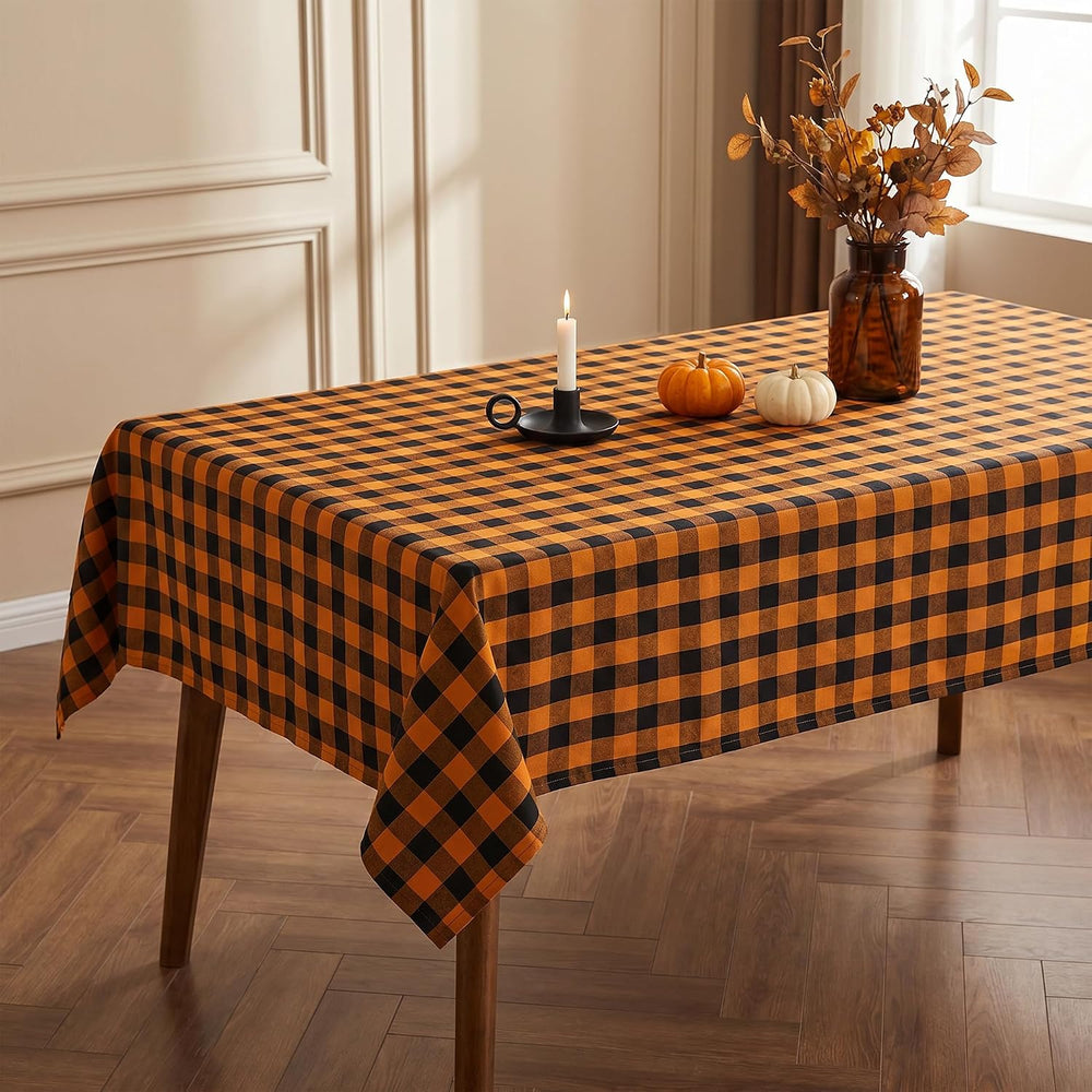 Waterproof Gingham Tablecloth, Checkered Fabric Table Cover for Kitchen Dinin...