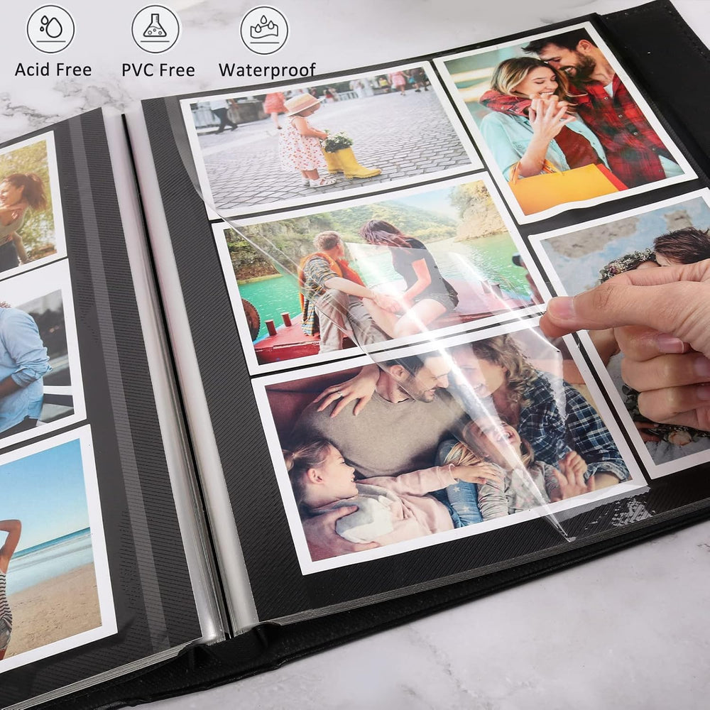 RECUTMS Self Adhesive Photo Album Magnetic Leather Scrapbook 60 Pages Black