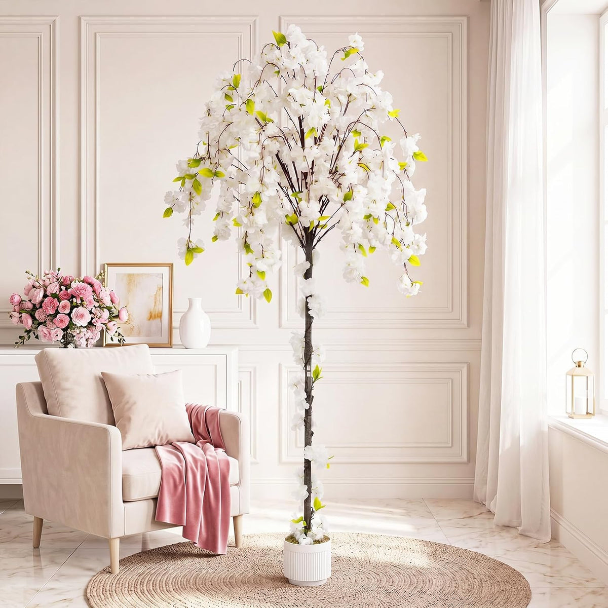 6ft artificial cherry blossom tree, faux sakura tree on a desk or shelf