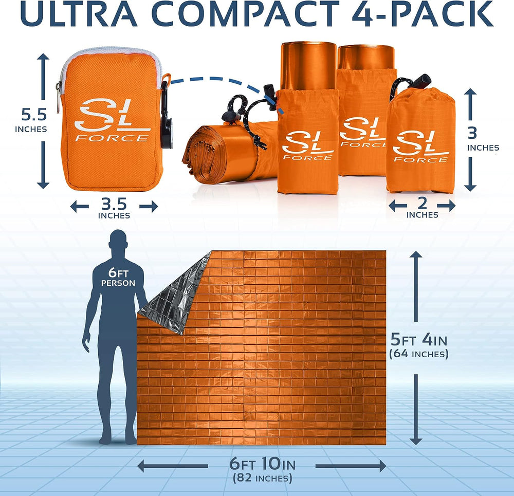 Emergency Blankets for Survival, 4 Pack of Gigantic Space Blanket. Comes with...