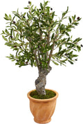Nearly Natural 3ft. Olive Artificial Tree in Terracotta Planter