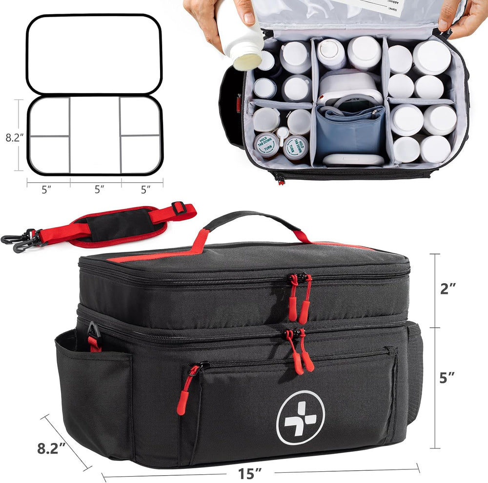 BAGSFY Medicine Bag, Large Medical Bag and First Aid Bag Empty for Travel