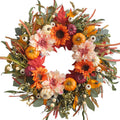 24 Inch Fall Wreaths for Front Door Artificial Flower Wreath with Sunflowers Pumpkin Leaves Large Autumn Farmhouse Wreath for Inside Outside Wall Porch Harvest Thanksgiving Day Decor