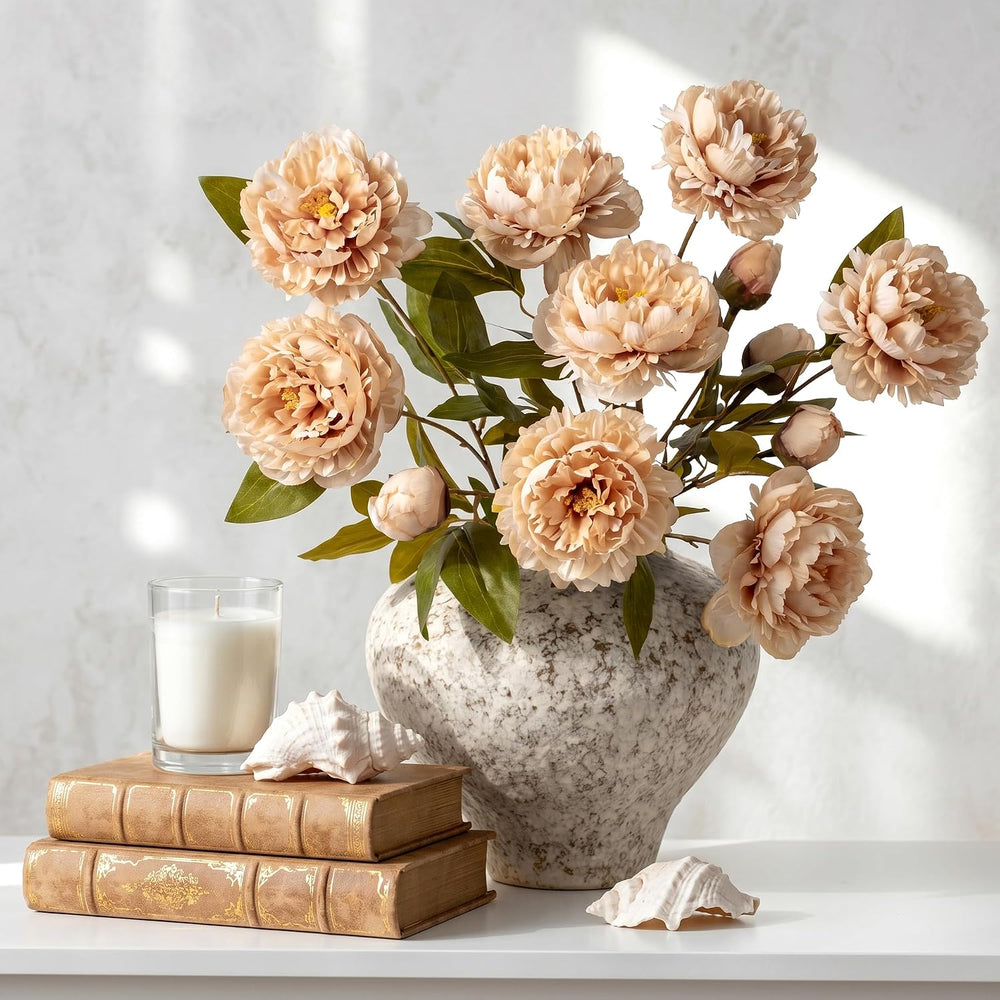 Peonies Artificial Flowers Bulk for Vase, 4 PCS Artificial Silk Peonies Stems...