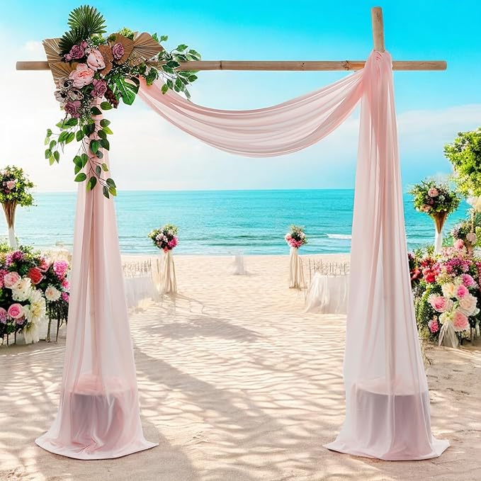 MDS Halloween Chiffon Draping Fabric - 2 Panel, 30" Wide x 40ft Long - Sheer Spooky Arbor & Canopy Drapery for Haunted House Backdrops, Party Ceilings, DIY Costumes & Themed Events - Dusty Rose (Pack of 2)