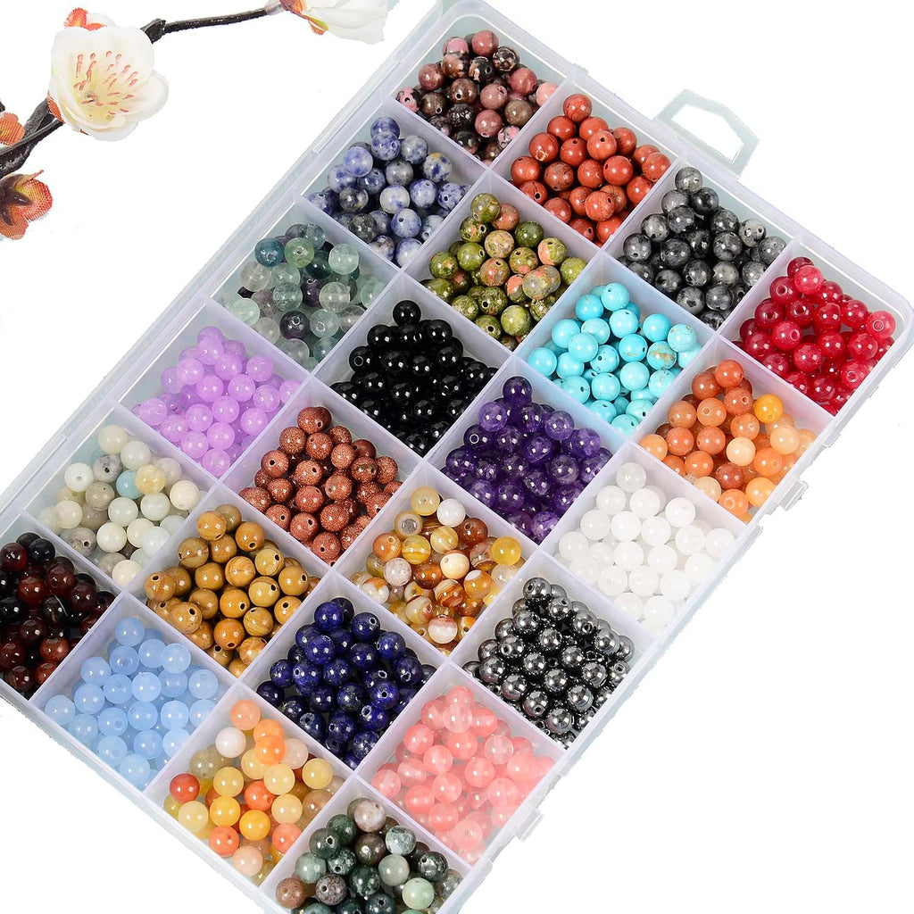 8mm natural mixed materials gemstones beads tiny spacer, side view
