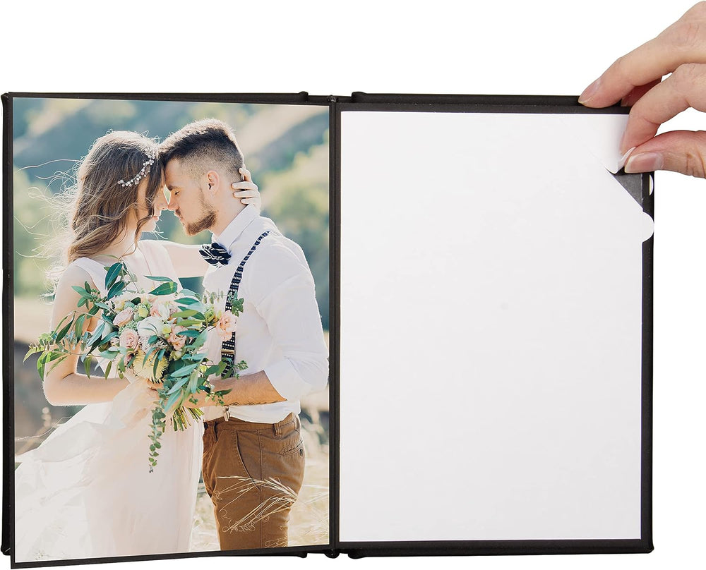 Neil Enterprises Inc. 5" x 7" Black Leather Self-Stick Photo Album ...