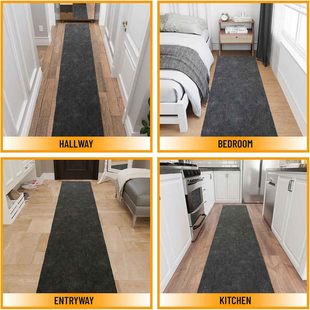 Ottomanson 2x16 Shag Runner Rug for Hallway – Non-Slip Soft Fluffy Carpet