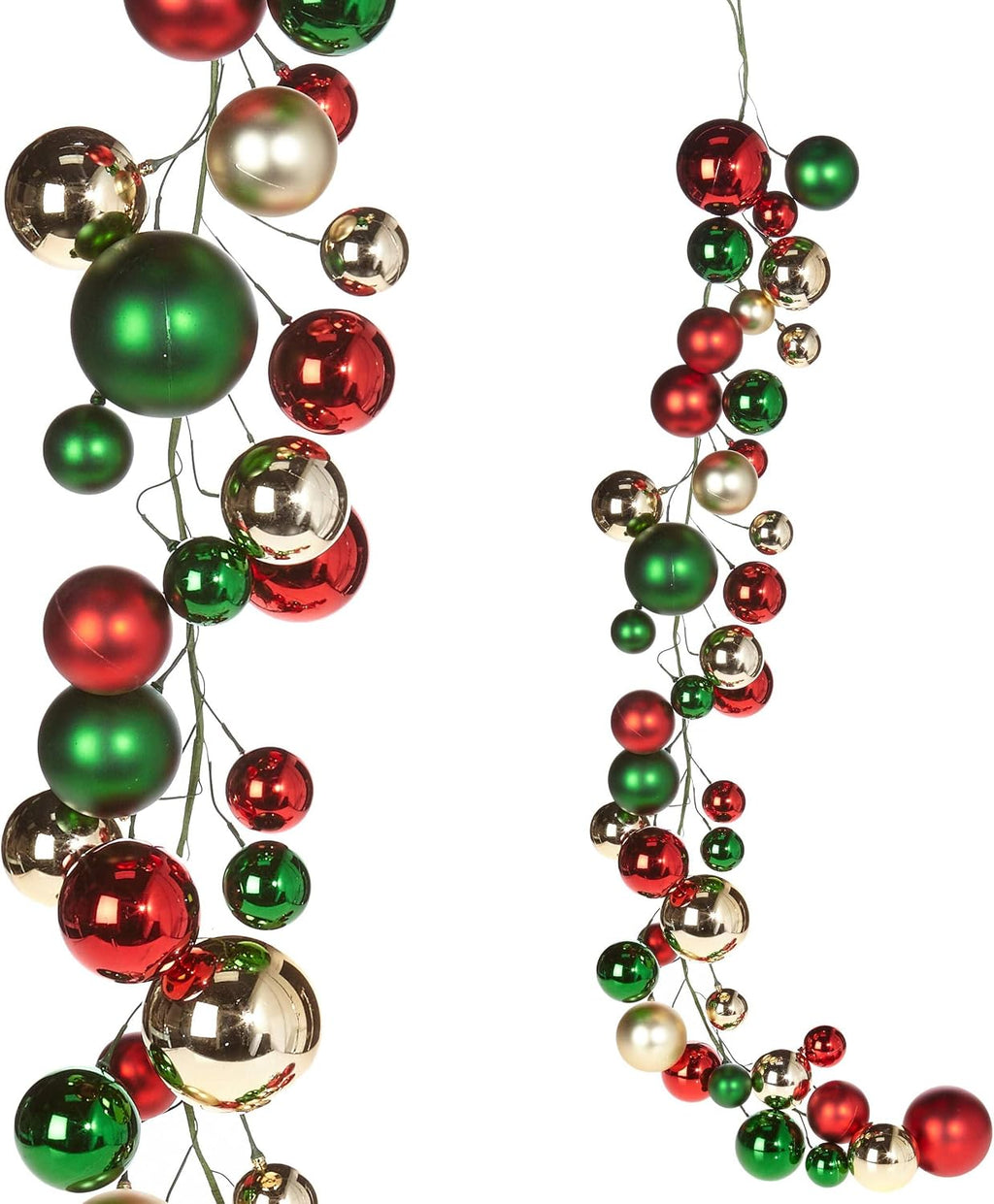 Raz Imports Red Green and Gold Ball Christmas Garland 4 Feet Long