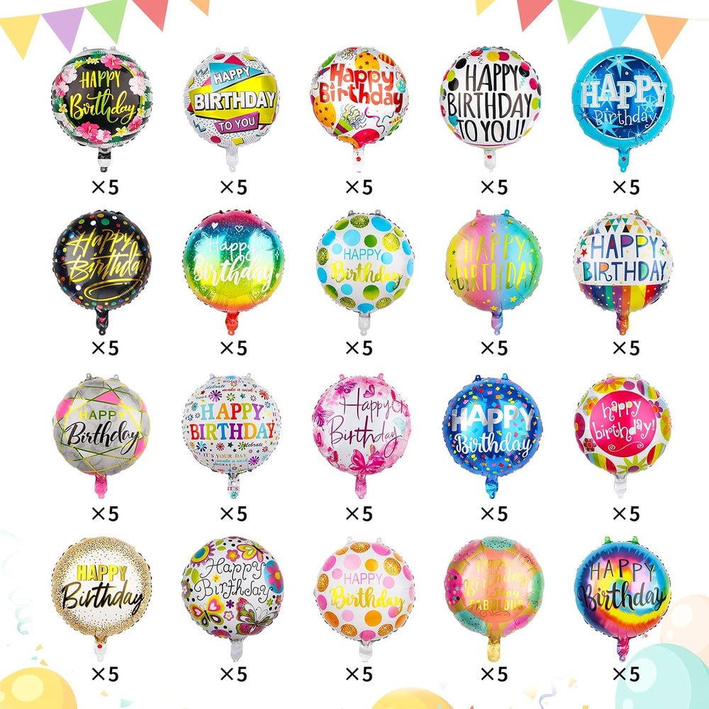 100 Pcs Happy Birthday Aluminum Foil Balloons for Birthday Party Decoration S...