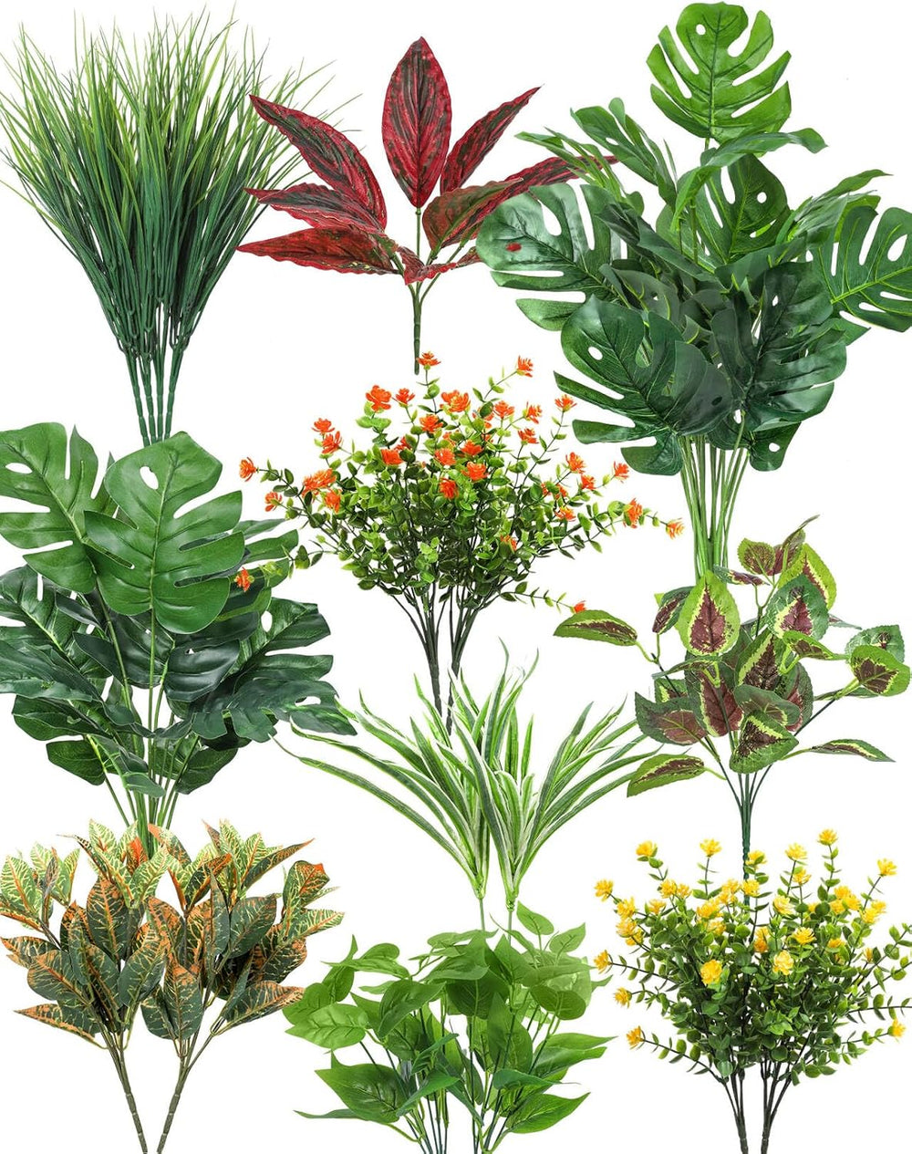 Ouddy Decor 18 Pcs Artificial Plants for Outdoors Fake Greenery Stems
