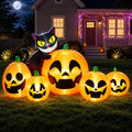 8FT Long Inflatable Pumpkin Black Cat Halloween Yard Decor