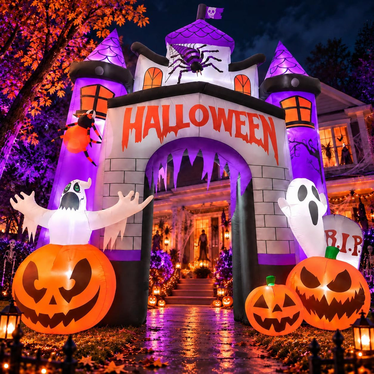 12FT Halloween Inflatable Haunted Castle Archway for Yard