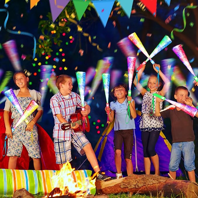 200PCS Glow Fiber Optic Sticks, LED Light Wands, Glow in The Dark Party Supplies, Fiber Optic Wands for Weddings, Birthdays&Events,Flashing LED Party Favors,Colorful Light Sticks for Kids&Adults