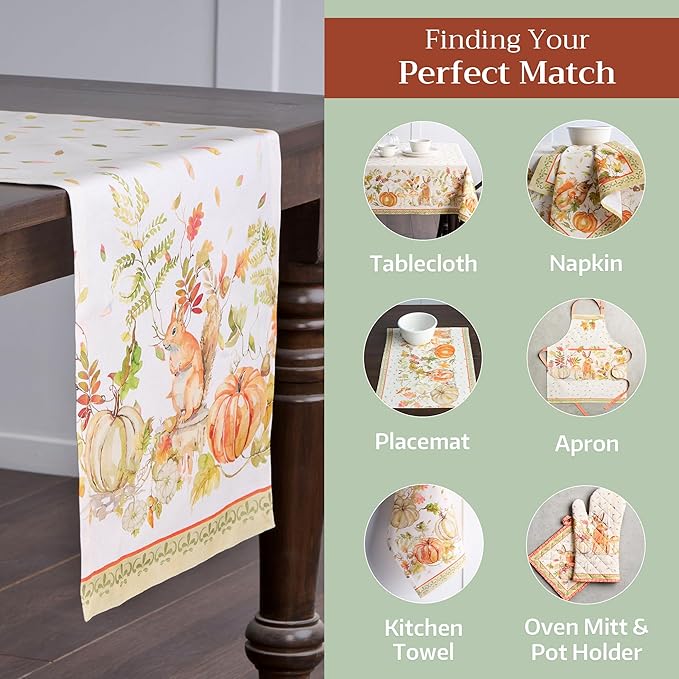 Maison d' Hermine Table Runner 100% Cotton Single Layer Table Runners 108 inches Long Decorative for Home Kitchen Dining Party Baby Shower Wedding Bridal Shower (Pumpkin Passion, 14.50" x 108")