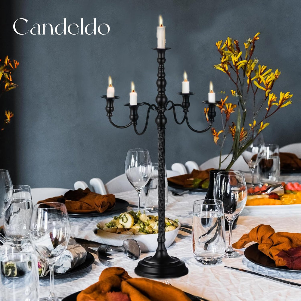 Candeldo 28 Inches Black Floor Candelabra Halloween Decorations Set of 2