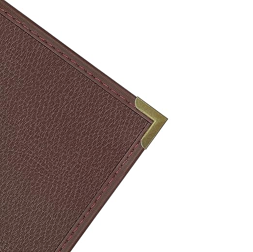 Goodsmart Pajco Style Restaurant Menu Covers – Pack of 10, Side-Loading Menu Holders, Single Stitched Edge, Clear Vinyl Menu Sleeves, Leatherette Trim, Gold Corners, Burgundy, 2 View (8.5" x 14")