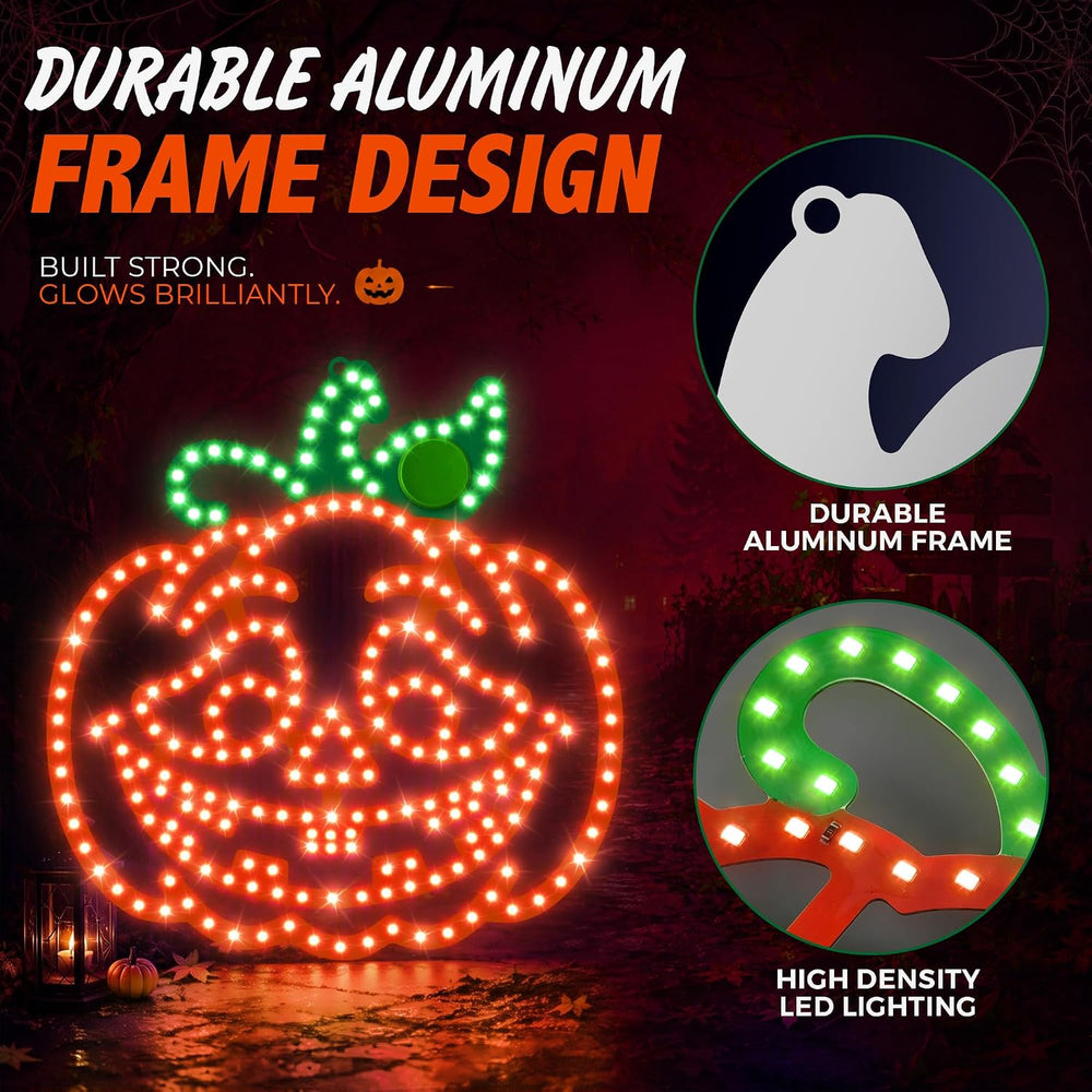 3 Pack 10" Halloween Classics Twinkling LED Pumpkins, Hi-Vibrant Aluminu...
