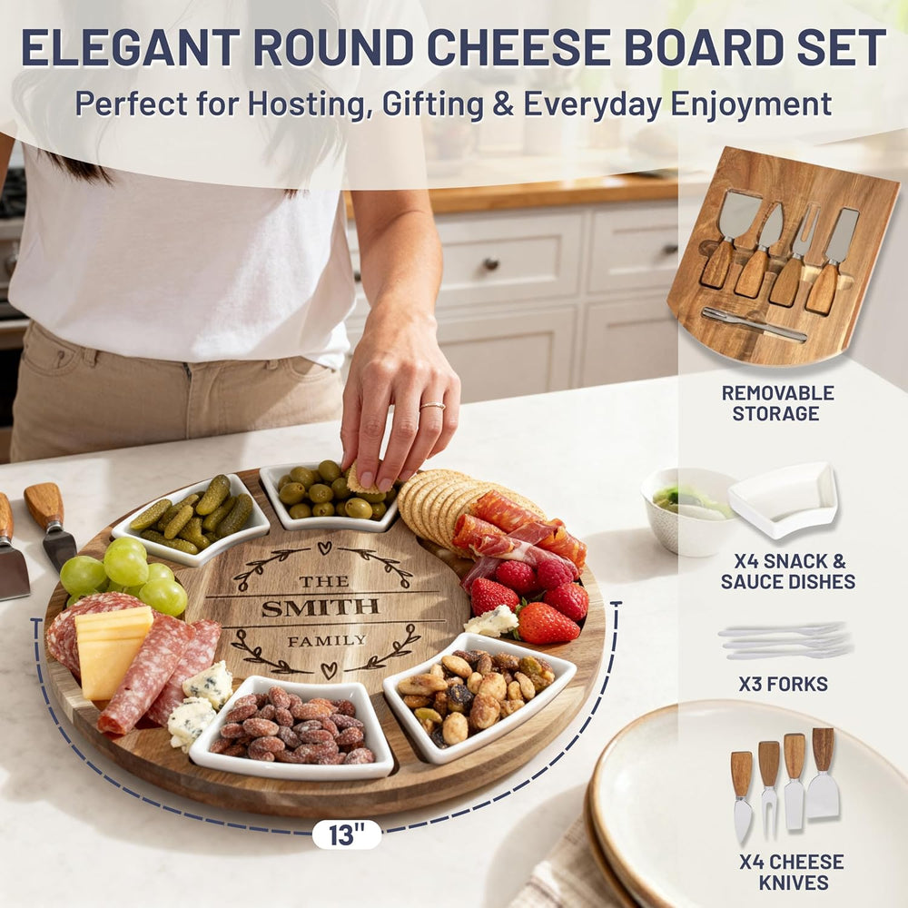 Personalized Charcuterie Board Gift Set, Custom Engraved Acacia Cheese Board ...
