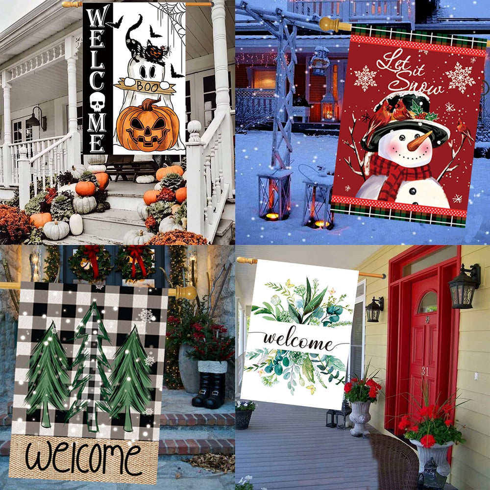 Seasonal Garden Flags Set of 12, Double Sided 28 x 40 Inch Yard Flags