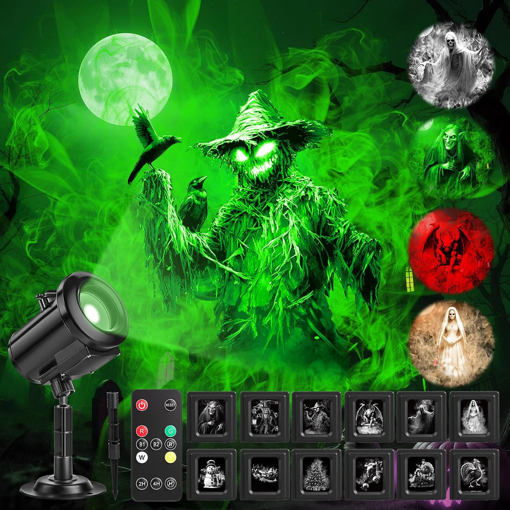 12 in 1 halloween decorations outdoor 3d dynamic shown in use