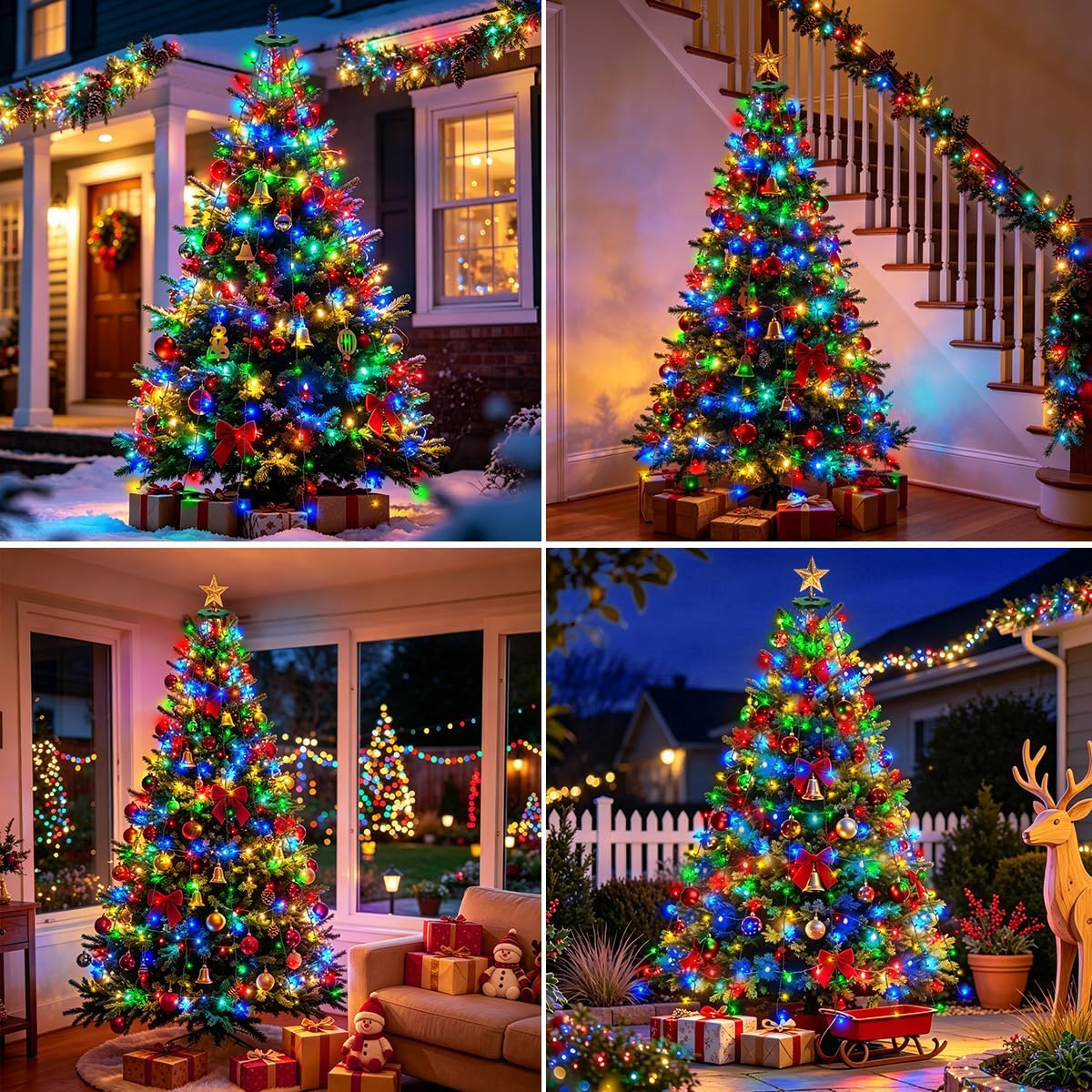 christmas tree lights, tree topper lights, 6.6ft 240 on a desk or shelf