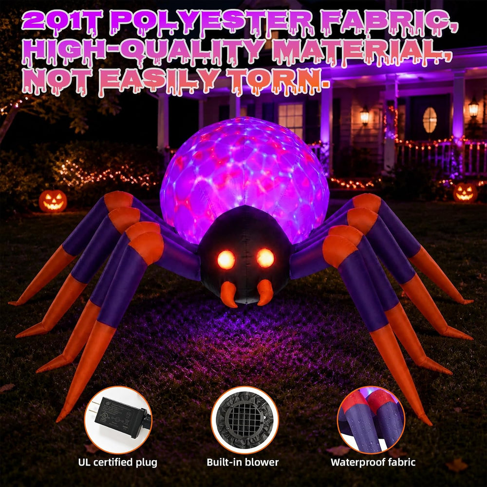 SUNNINO 8FT Halloween Inflatable Spider with LED Lights