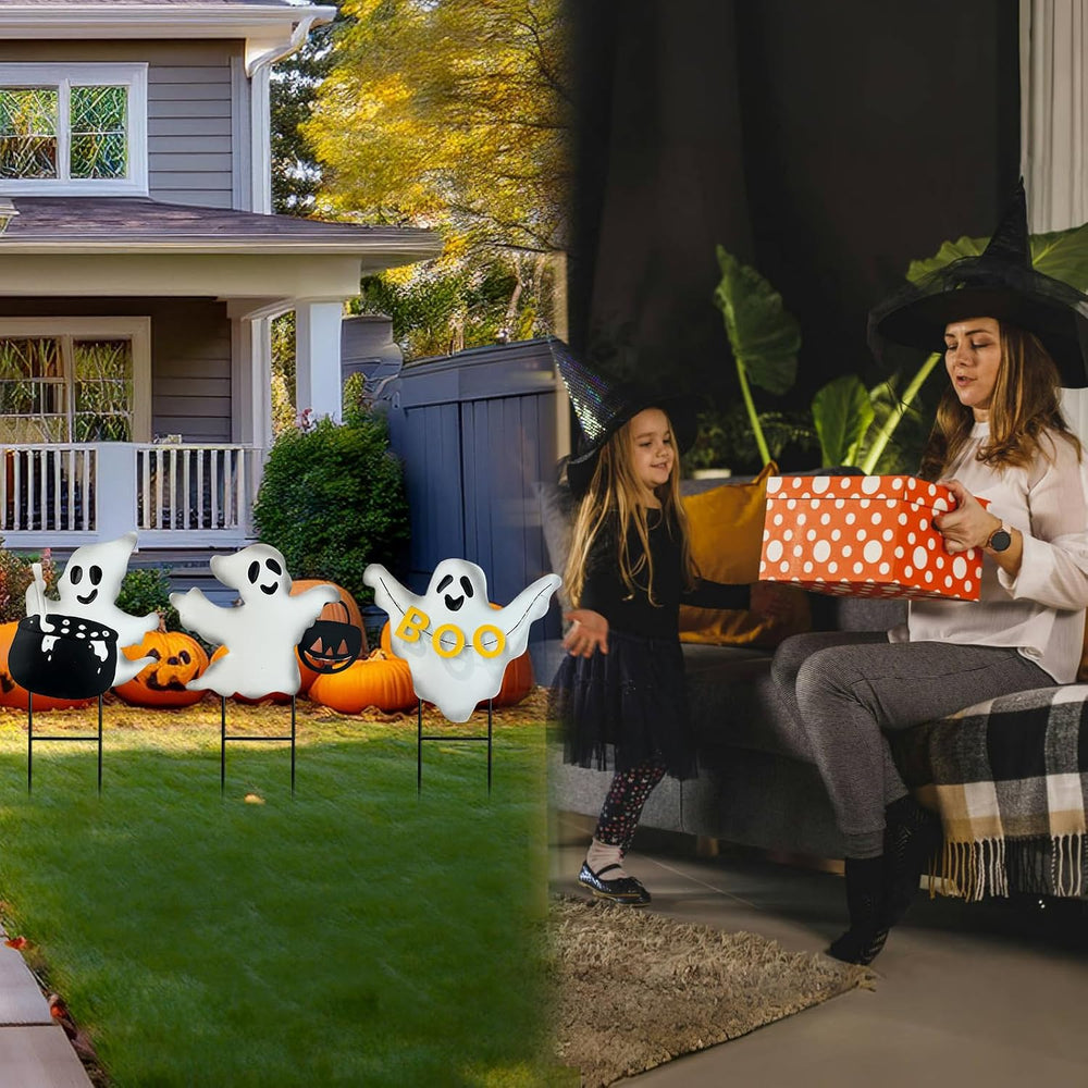 Solar Powered Halloween Yard Stakes, 3 Pack 24" Metal Outdoor Decor with...