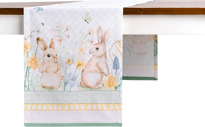 Maison d' Hermine Table Runner 100% Cotton Single Layer Table Runners 108 inches Long Decorative for Home Kitchen Dining Party Wedding Bridal Shower Spring Summer (Easter Dew , 14.50" x 108")