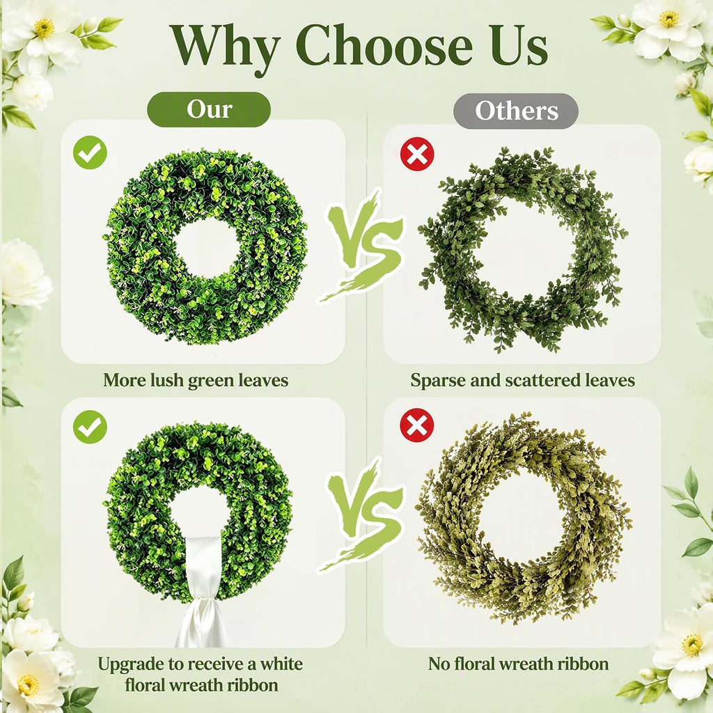 Cleangor Artificial Boxwood Wreaths for Front Door