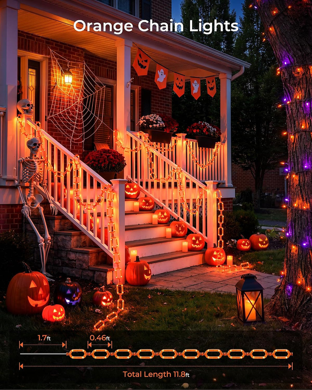 Brightown Halloween String Lights Battery Operated, 10Ft Orange Lights