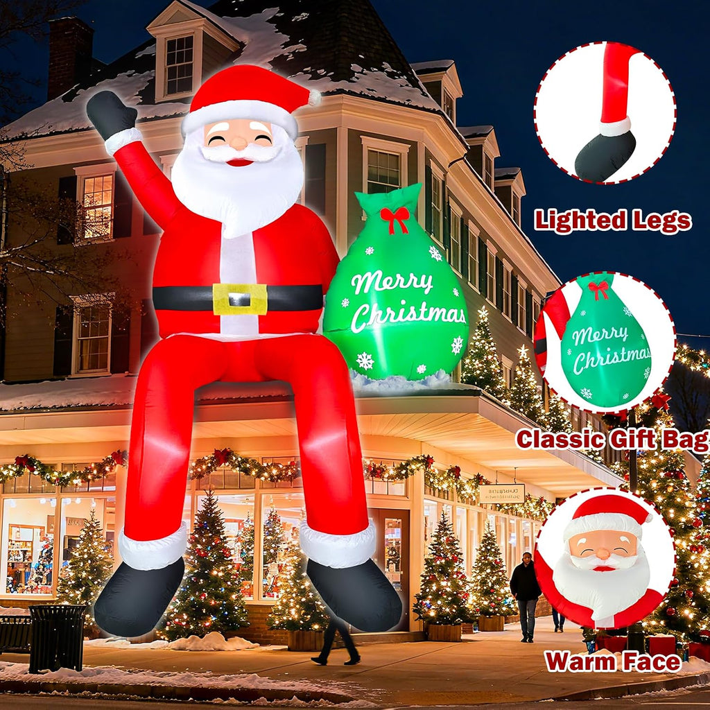 8ft santa claus sitting on the roof christmas showing dimensions