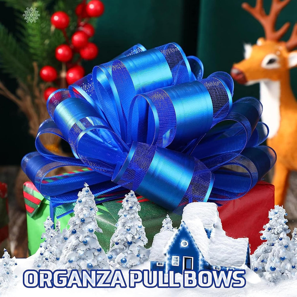 WILLBOND 100 Pcs Christmas Pull Bow for Gift Wrapping, Dark Blue